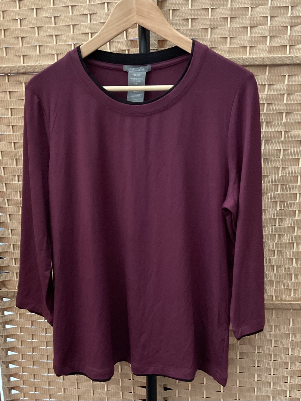 Matty M Deep Plum Long Sleeve Crew Top